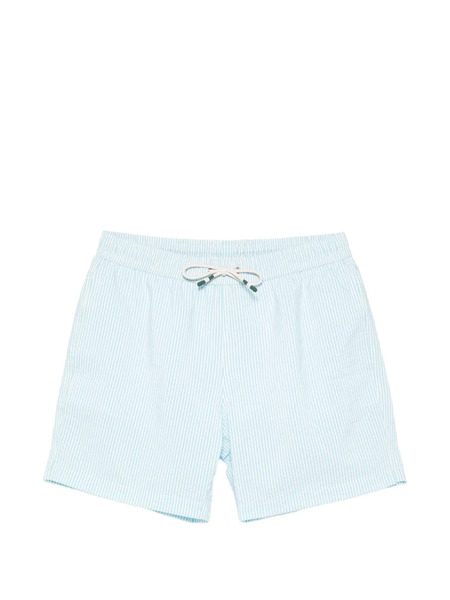  Hartford Seersucker Stripe-pattern Swim Shorts - Blue 