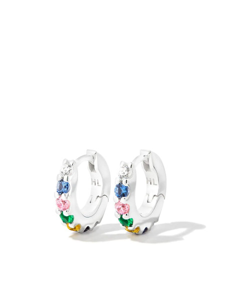  Hatton Labs Silver Multi-stone Hoop Earrings 