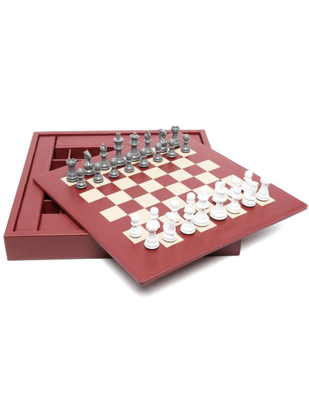  Hector Saxe Chessboard Leather Box Set (37cm) - Red 