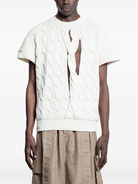  Hed Mayner Cut-out Cable-knit Top - Neutrals 