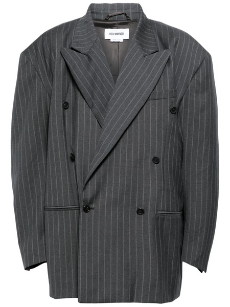  Hed Mayner Striped Double-breasted Blazer - Grey 