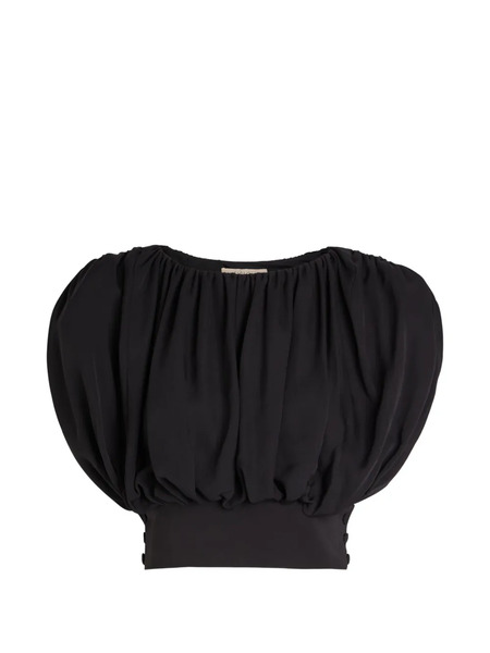  Heirlome Cummerbund Gathered Puff-sleeve Top - Black 