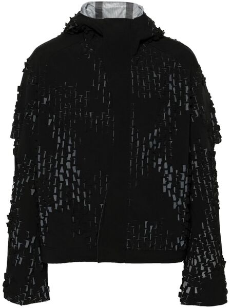  Heliot Emil Morphogens Lasercut-pattern Hooded Jacket - Black 