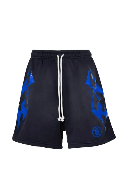  Hellstar Flame Logo Track Shorts - Black 