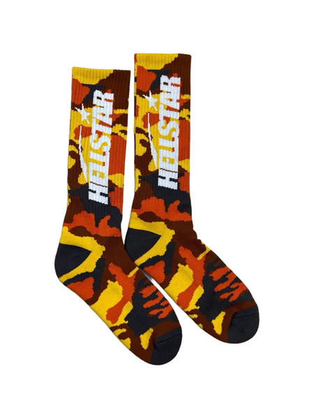  Hellstar Logo Camouflage Socks - Orange 