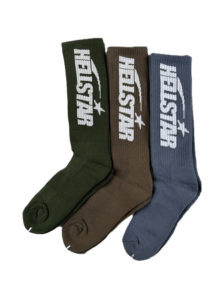  Hellstar Logo-detail Socks (set Of Three) - Green 
