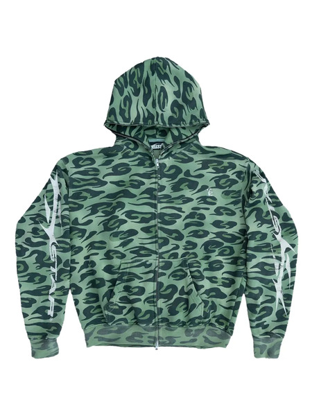  Hellstar Zip-up Hoodie - Green 