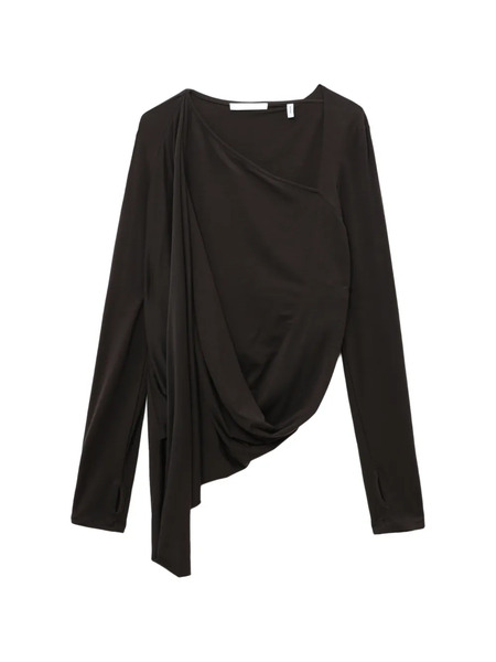  Helmut Lang Asymmetric Draped Top - Brown 