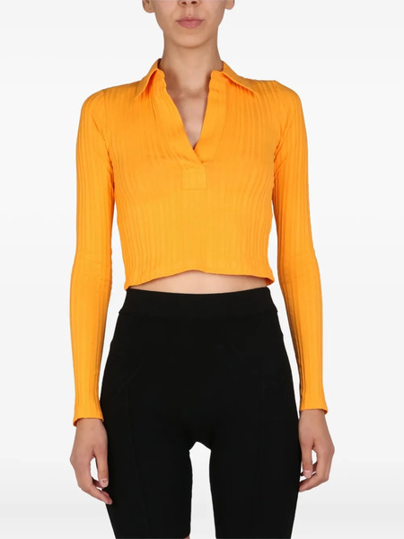  Helmut Lang Collared Ribbed Top - Yellow 