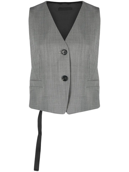  Helmut Lang Herringbone Cut-out Vest - Black 