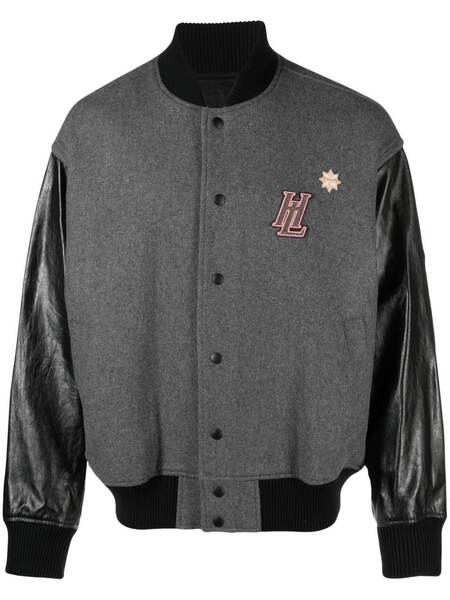  Helmut Lang Logo Varsity Bomber Jacket - Grey 
