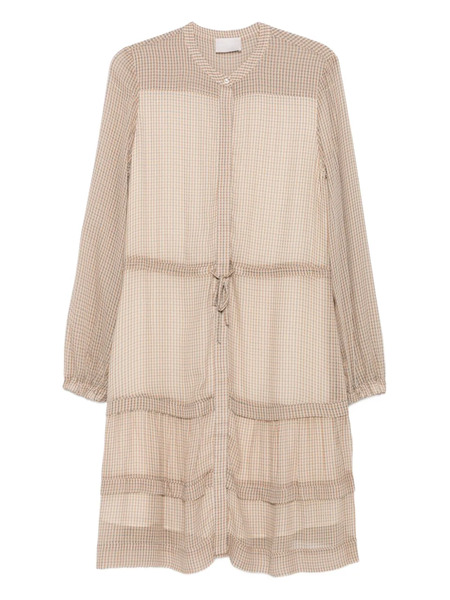  Hemisphere Houndstooth-pattern Tiered Dress - Neutrals 