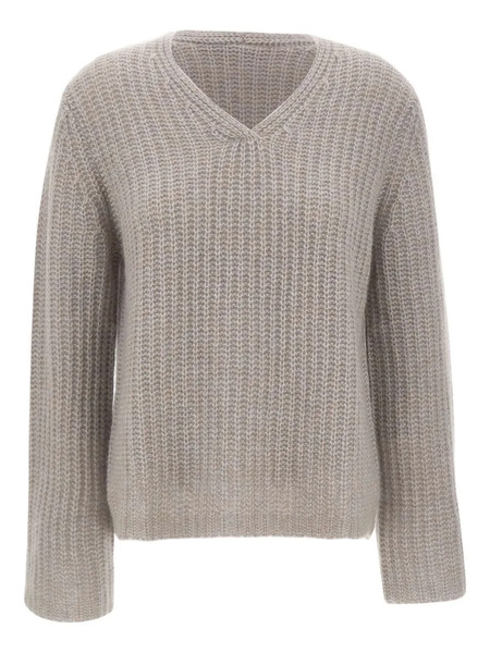  Hemisphere Textured V-neck Jumper - Grey 