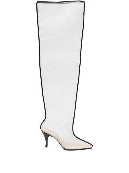  Herbert Levine Pointed-toe Mesh Boots - White 