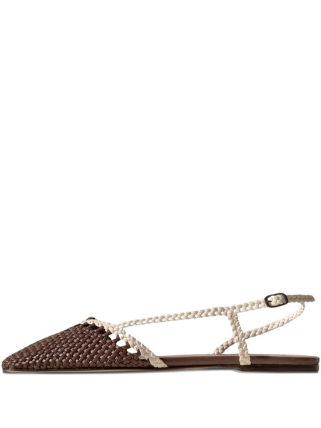  Hereu Rondaia Wov-leather Slingback Flat Pumps - Brown 