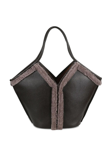  Hereu Shearling-trimmed Tote Bag - Brown 