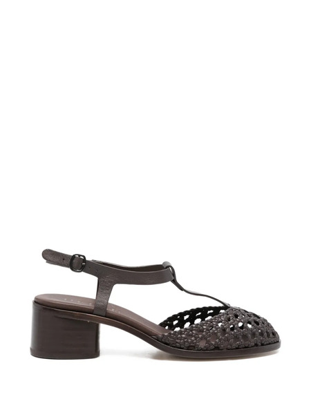  Hereu T-strap Woven Heeled Pumps - Brown 