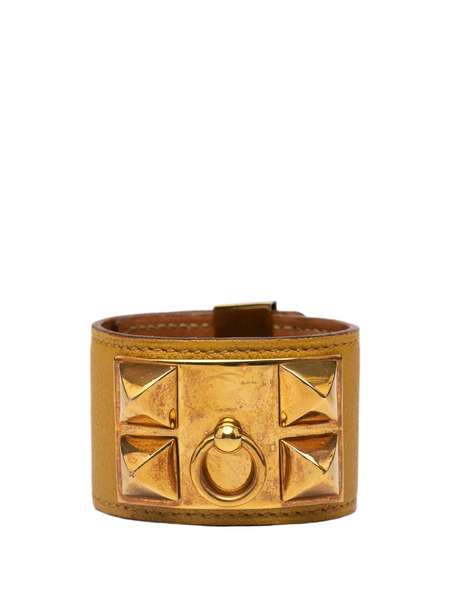  Hermès Pre-owned 2000-2025 Leather And Gold Plated Collier De Chien Bracelet T3 Costume Bracelet - Brown 