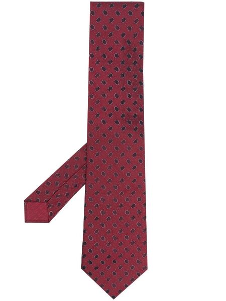  Hermès Pre-owned 2000s Geometric Pattern Silk Neck Tie - Red 
