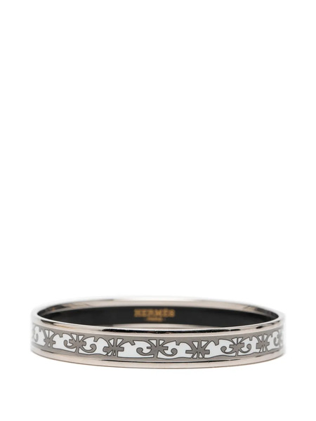  Hermès Pre-owned 20th Century Narrow Balcons Du Guadalquivir Enamel Bangle 65 Costume Bracelet - Grey 