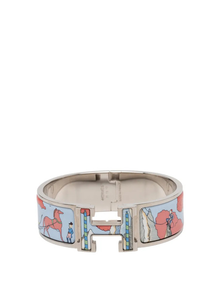  Hermès Pre-owned 2000-2025 Wide Enamel Cosmographia Universalis Clic Clac H Bracelet Pm Costume Bracelet - Blue 