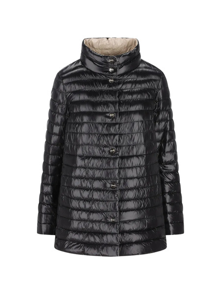  Herno A-shape Quilted Button Puffer Jacket - Black 