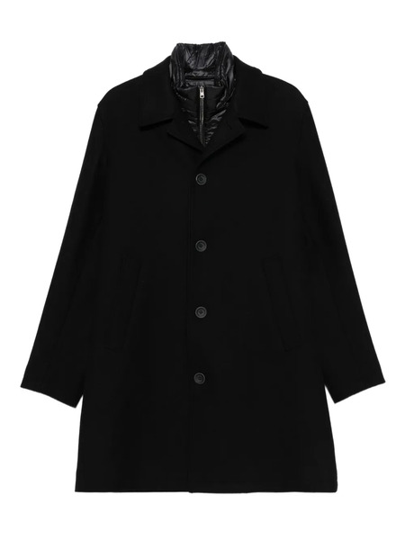  Herno Button-fastening Wool-blend Coat - Black 
