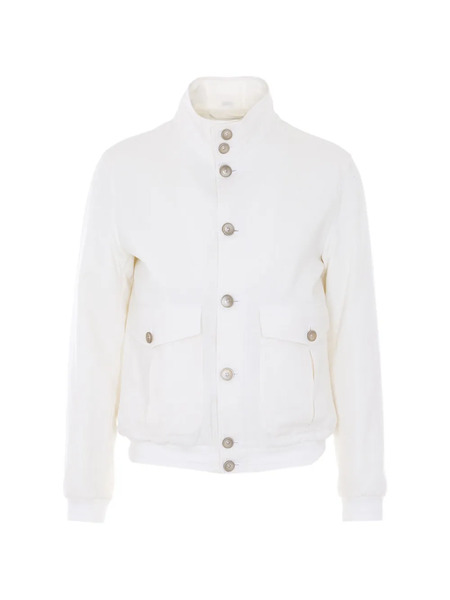  Herno Button High-neck Bomber Jacket - White 