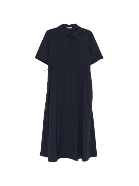  Herno Collared Drawstring Midi Dress - Blue 
