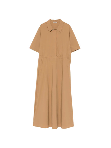  Herno Collared Gathered Midi Dress - Neutrals 