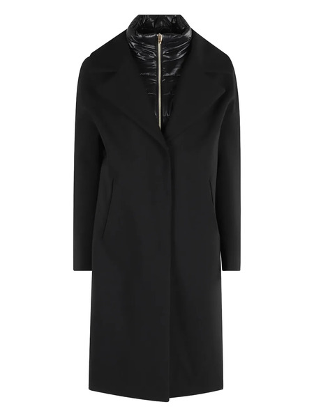  Herno Detachable-collar Single-breasted Wool Coat - Black 
