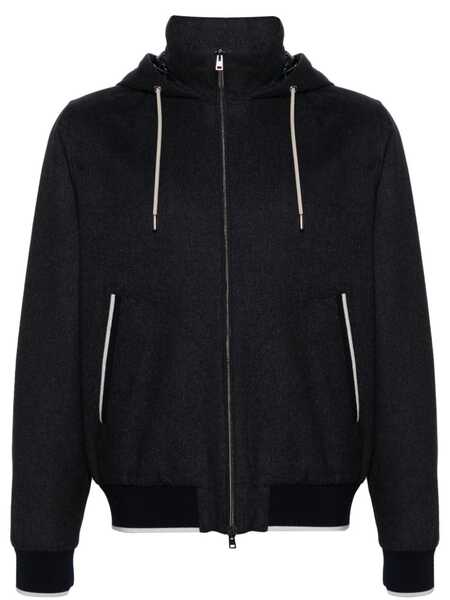  Herno Felted Hooded Jacket - Blue 