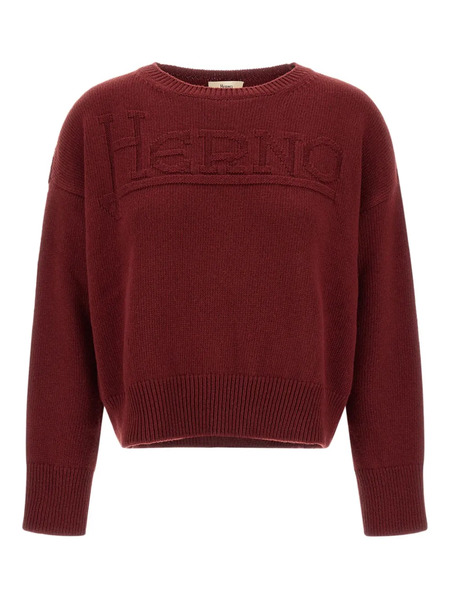  Herno Logo-intarsia Wool Sweater - Red 
