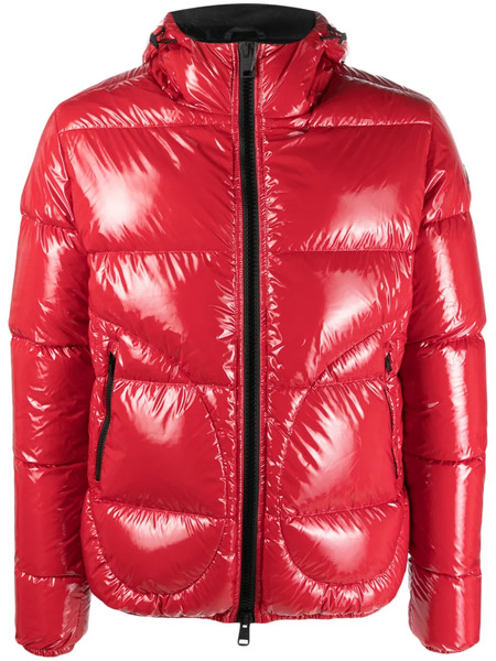  Herno Logo-patch Padded Hooded Jacket - Red 