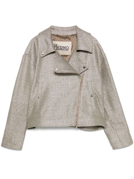  Herno Lurex Biker Jacket - Gold 
