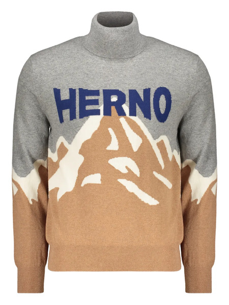  Herno Mountain-design High-neck Sweater - Grey 