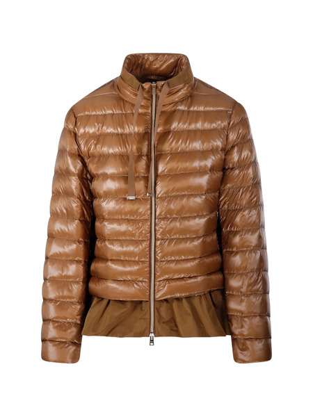  Herno Ruffled Puffer Coat - Brown 