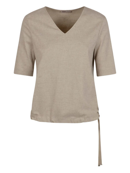  Herno V-neck Side-tie Top - Neutrals 