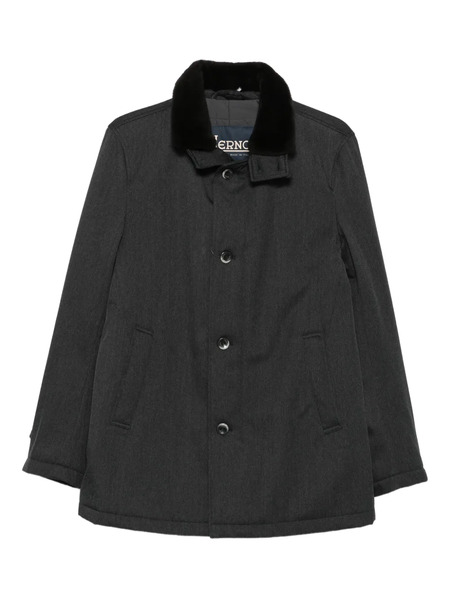 Herno Velvet-collared Button Coat - Grey 