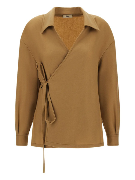  Herno Wrap-front Collared Blouse - Neutrals 