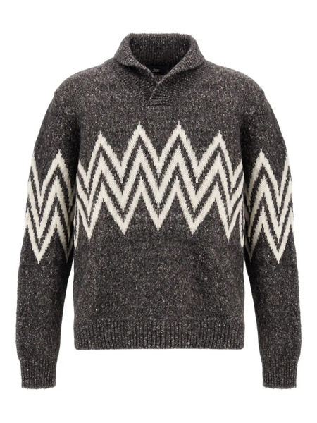  Herno Zigzag-pattern Collared Sweater - Grey 