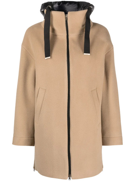  Herno Zip-up Hooded Coat - Neutrals 