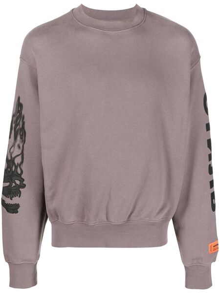  Heron Preston Flaming Skull Sweatshirt - Grey 
