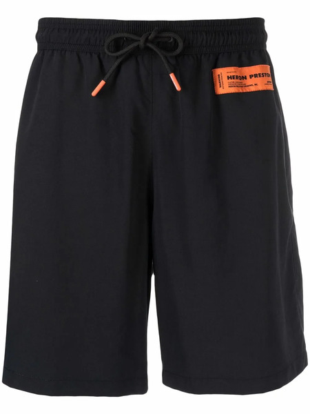  Heron Preston Logo-patch Drawstring Swim Shorts - Black 