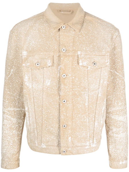  Heron Preston Paint-splatter Denim Shirt Jacket - Brown 