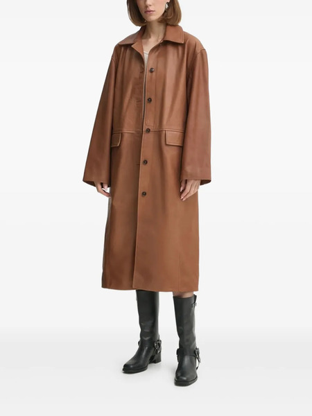  Herskind Button-fastening Leather Coat - Brown 