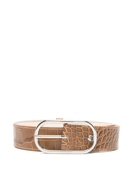  Herskind Crocodile-embossing Leather Belt - Brown 