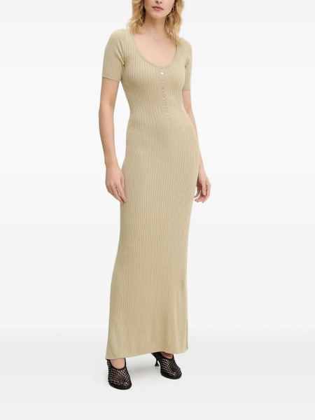 Herskind Ribbed Button-front Maxi Dress - Neutrals 