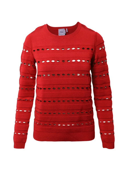  Herve Leger Cut-outs Ribbed Sweater - Red 