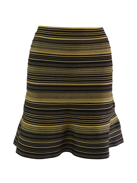  Herve Leger Stripe-pattern Midi Flared Skirt - Black 